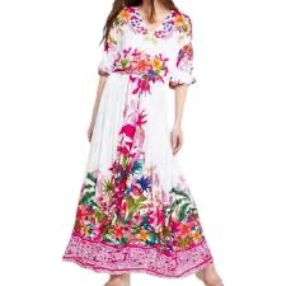 INC Internationalโ Concepts Mara Garden Floral Flowy Maxi Dress Sz S